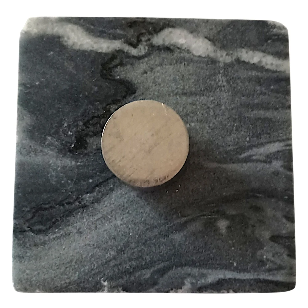 Marble Natural Stone Bathroom Storage Container Canister Silver Tone Handle Gray